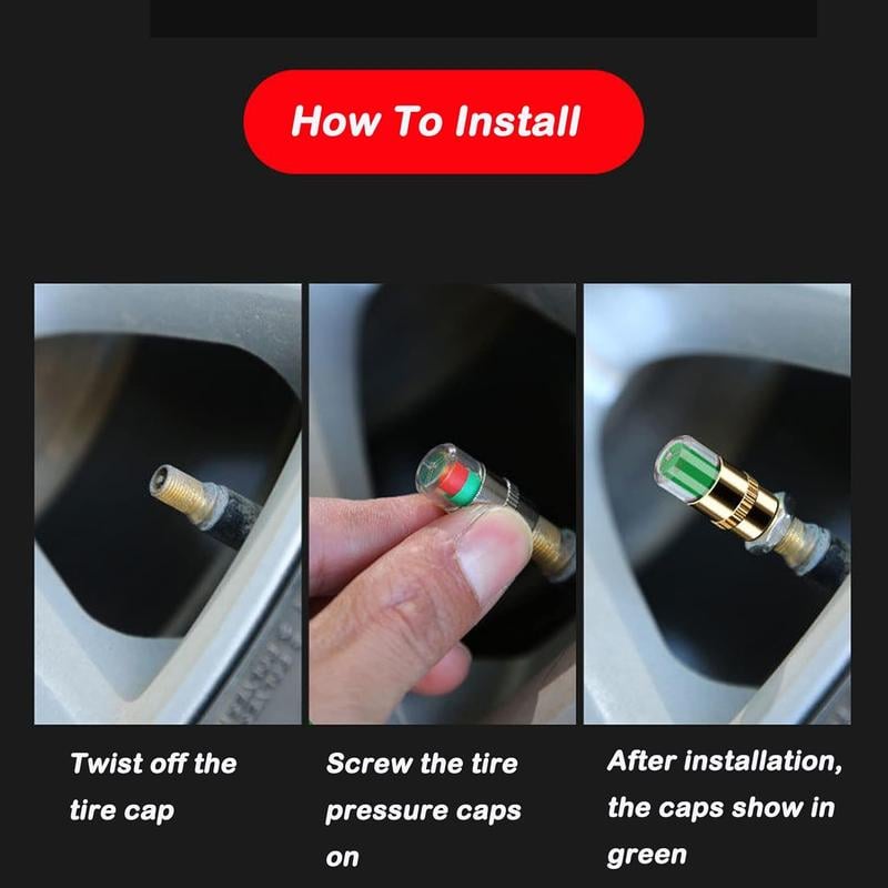 4PCS Automotive Tire Pressure Monitor Valve Caps-(Copper Core)