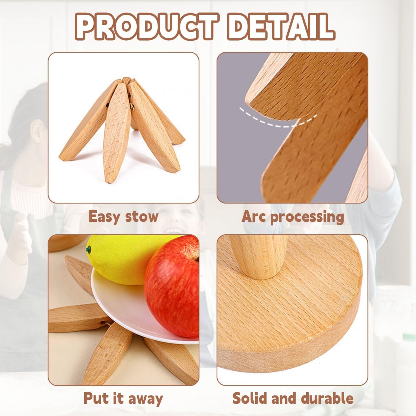 đ„Christmas Early Discount 49% OffâšNatural Tree Trivet Set - 4 Wooden Trivets & 1 Stand,Like a Christmas Treeđ