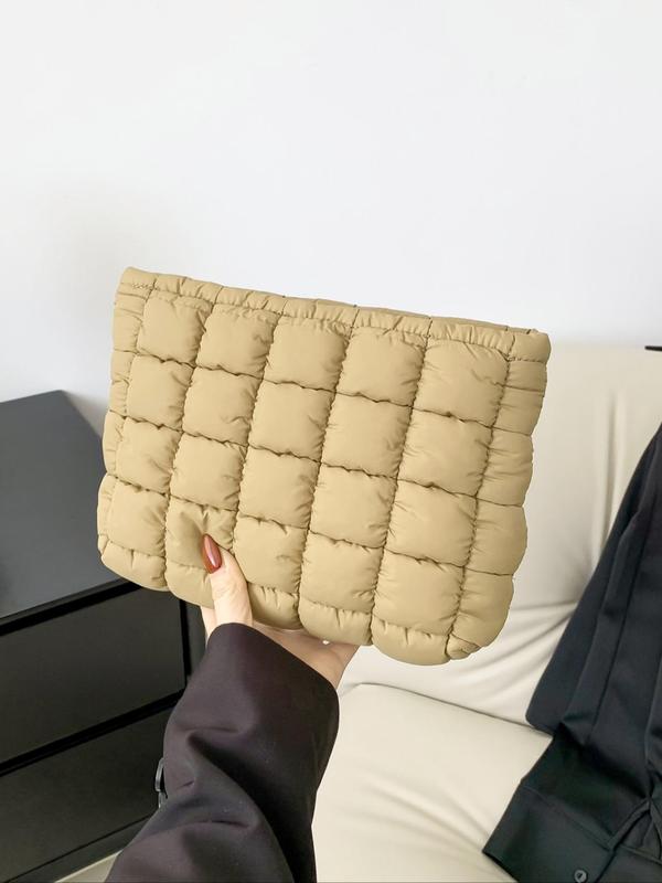 Solid Color Quilted Clutch β Large-Capacity Travel Zipper Bag for Women & Girls, Perfect Christmas Gift 2025