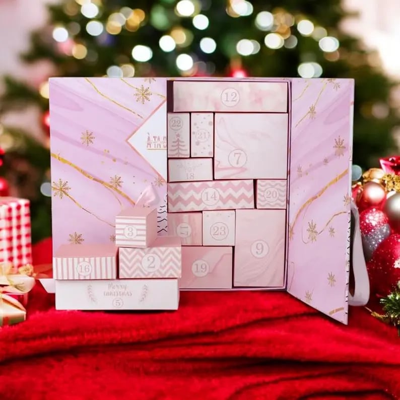 Pink Marble Advent Calendar 2025 24-Day Christmas Countdown Box