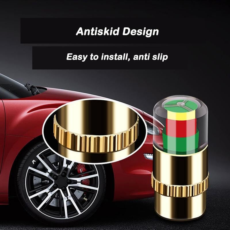 4PCS Automotive Tire Pressure Monitor Valve Caps-(Copper Core)