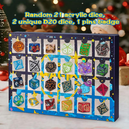 🔥LAST DAY 49% OFF - 🎄🎲2025 Christmas Dice Advent Calendar -with 24 holes Include Badge