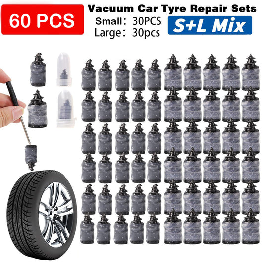 60PCS Tire Repair Rubber Nails Kit with 2 Sizes+Free Screwdriver