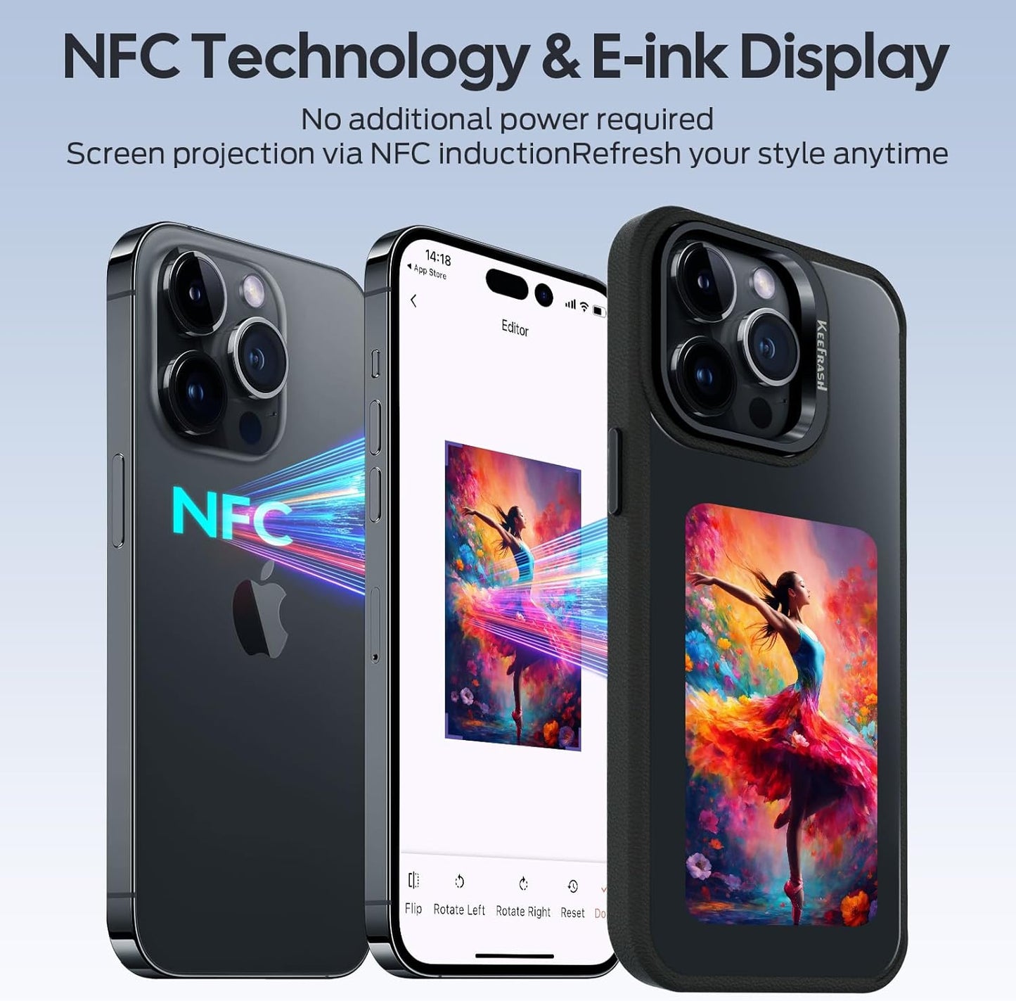 Upgraded 4-Color E-Ink Smart Display Phone Case (NFC Fast Transfer | Ultra-Low Power | Full Protection)