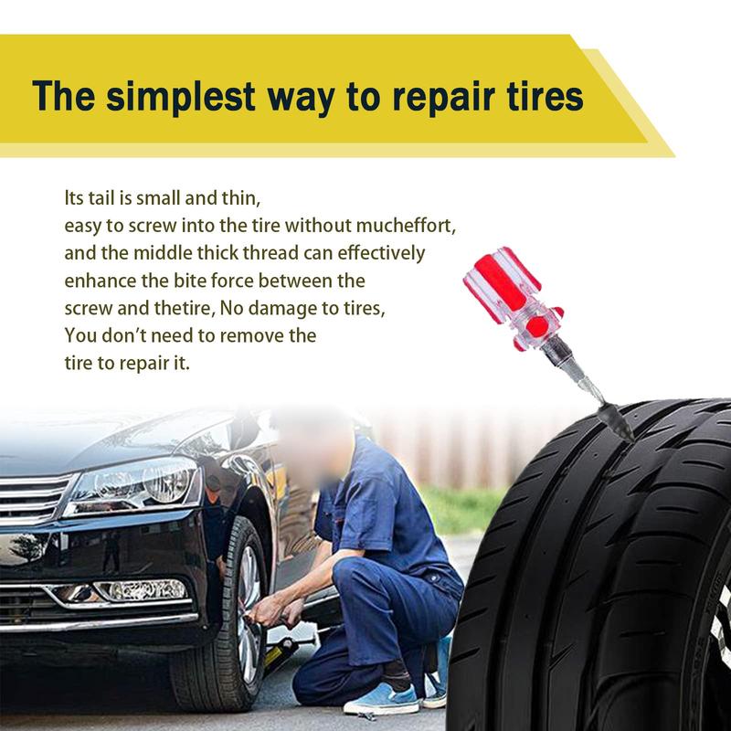 60PCS Tire Repair Rubber Nails Kit with 2 Sizes+Free Screwdriver