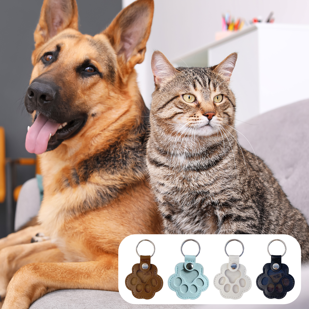 (🌲Early Christmas Sale- 49% OFF) Cats & Dogs Paw Shaped Leather Keychain
