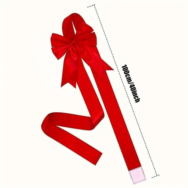 Christmas Cabinet Door Bow Wreath – Large Red & Lime Fringe Holiday Decoration