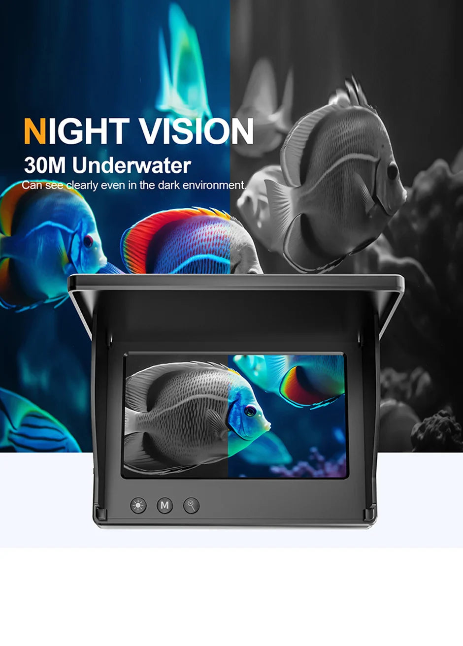Underwater Camera 1080p 4.3 Inch LCD Endoscope Waterproof Night Vision for Clear Fishing Insights