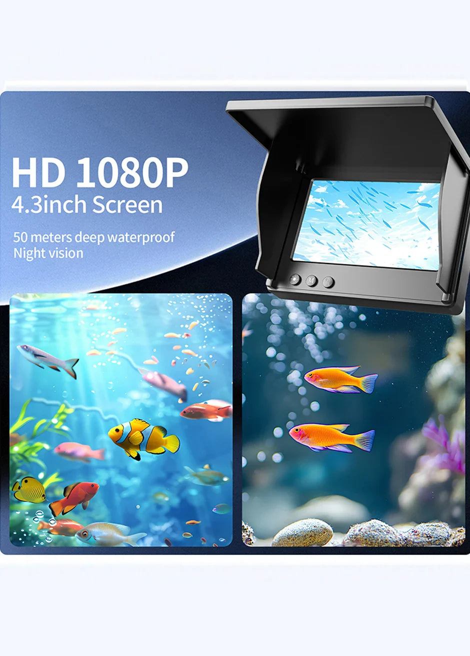 Underwater Camera 1080p 4.3 Inch LCD Endoscope Waterproof Night Vision for Clear Fishing Insights