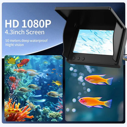 Underwater Camera 1080p 4.3 Inch LCD Endoscope Waterproof Night Vision for Clear Fishing Insights