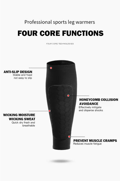 Shin Guards Shin Pads , Calf Compression Sleeve with Honeycomb Pads, Support for Shin Splint Baseball Boxing Kickboxing MTB （A Pair）