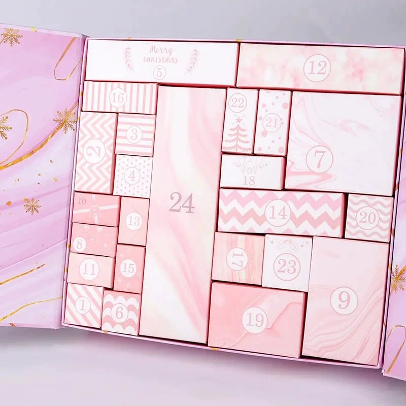 Pink Marble Advent Calendar 2025 24-Day Christmas Countdown Box