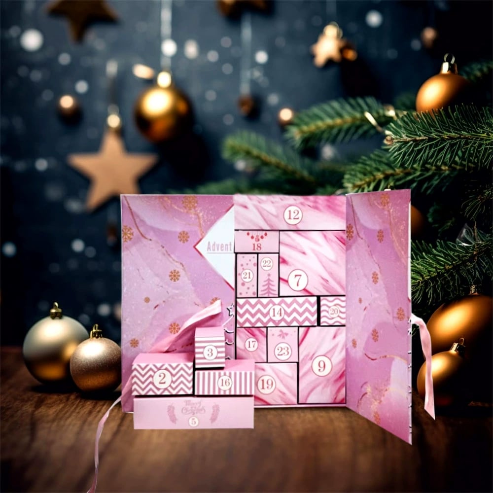 Pink Marble Advent Calendar 2025 24-Day Christmas Countdown Box