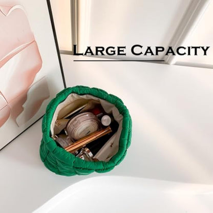 Solid Color Quilted Clutch – Large-Capacity Travel Zipper Bag for Women & Girls, Perfect Christmas Gift 2025